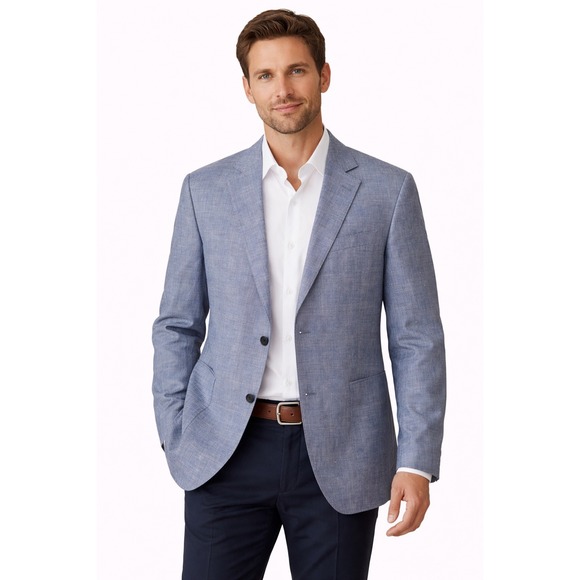 Nordstrom Men's Italian Linen Blend Sport Coat – Blue Jacket 44L‎ (NWT) Blazer